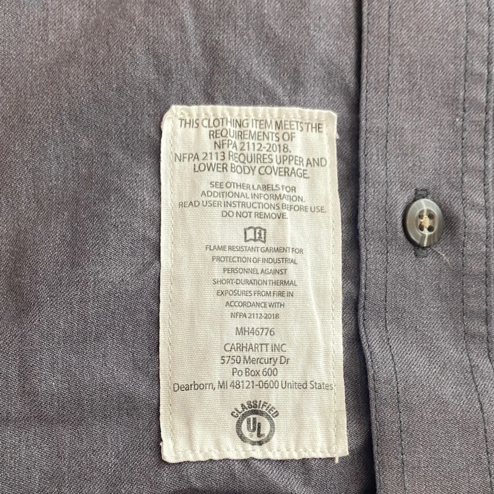Carhartt Men's Button Down Work Shirt in Gray - Picture 4 of 7